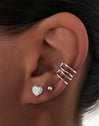 Pendientes Love Diamonds Plata con el Pendiente Dots 3mm y dos Ear Cuff Double Ring Plata