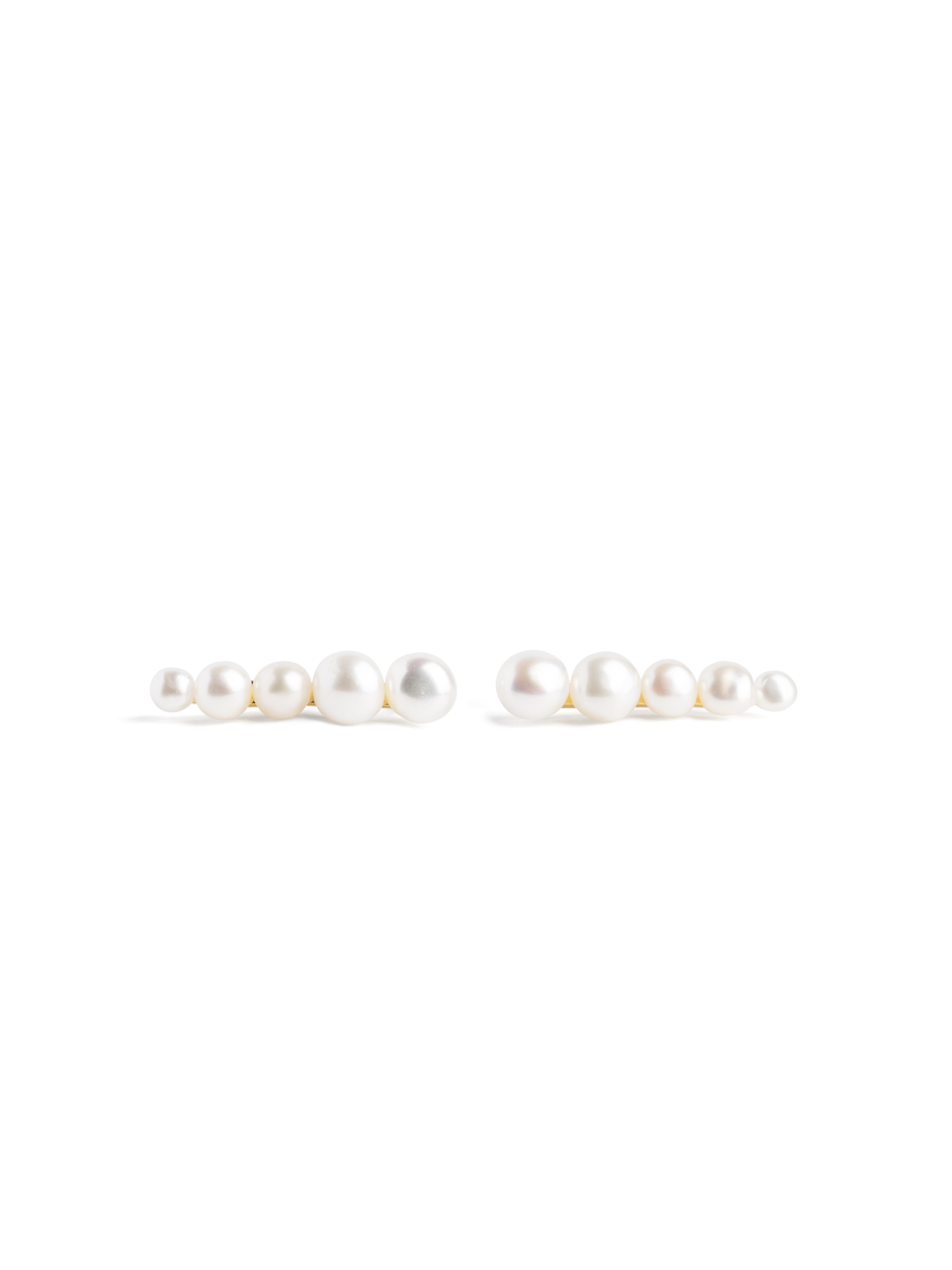 Pearls Climber Gold Earrings 