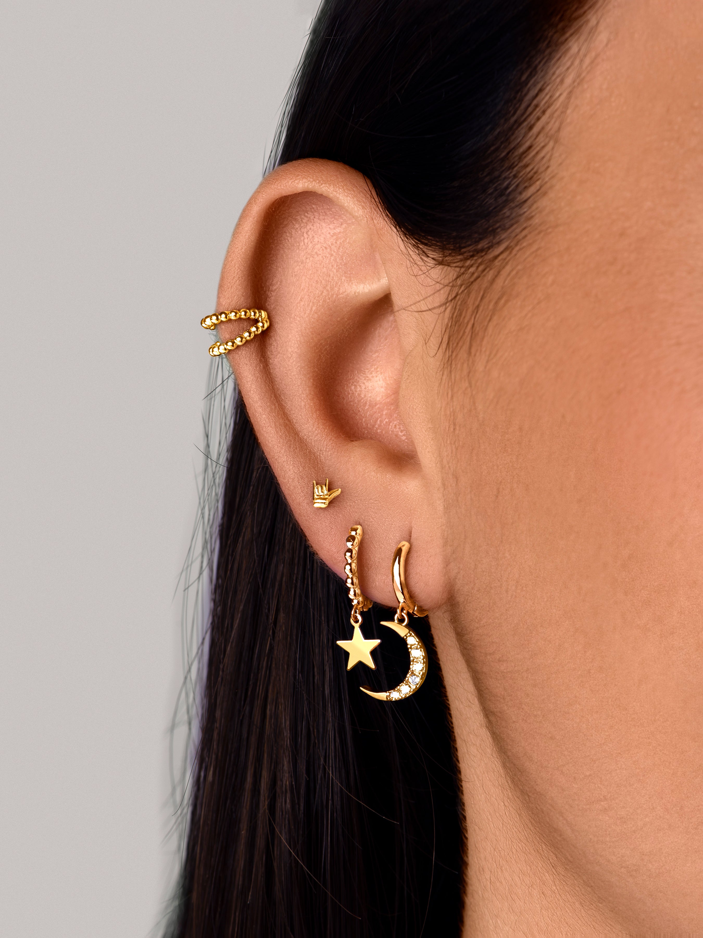 Pendientes Aro Pebbles Star Oro Puesta