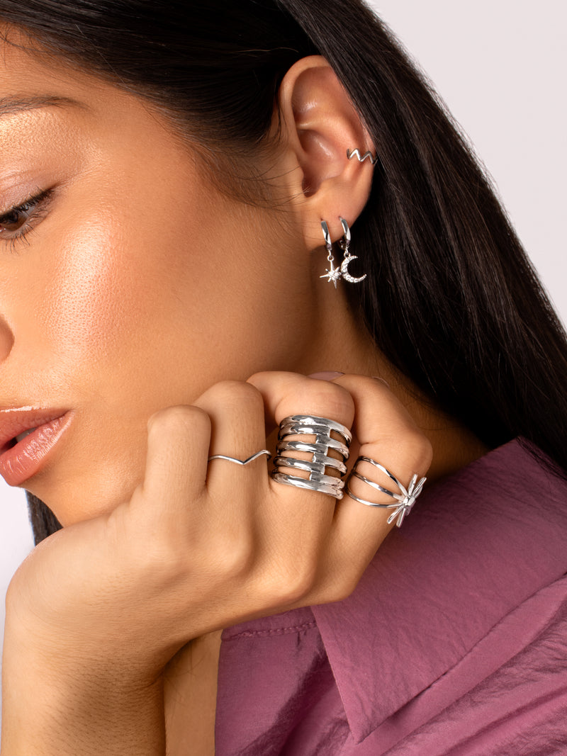 Pendientes Polar Moon Spark Plata Puesta
