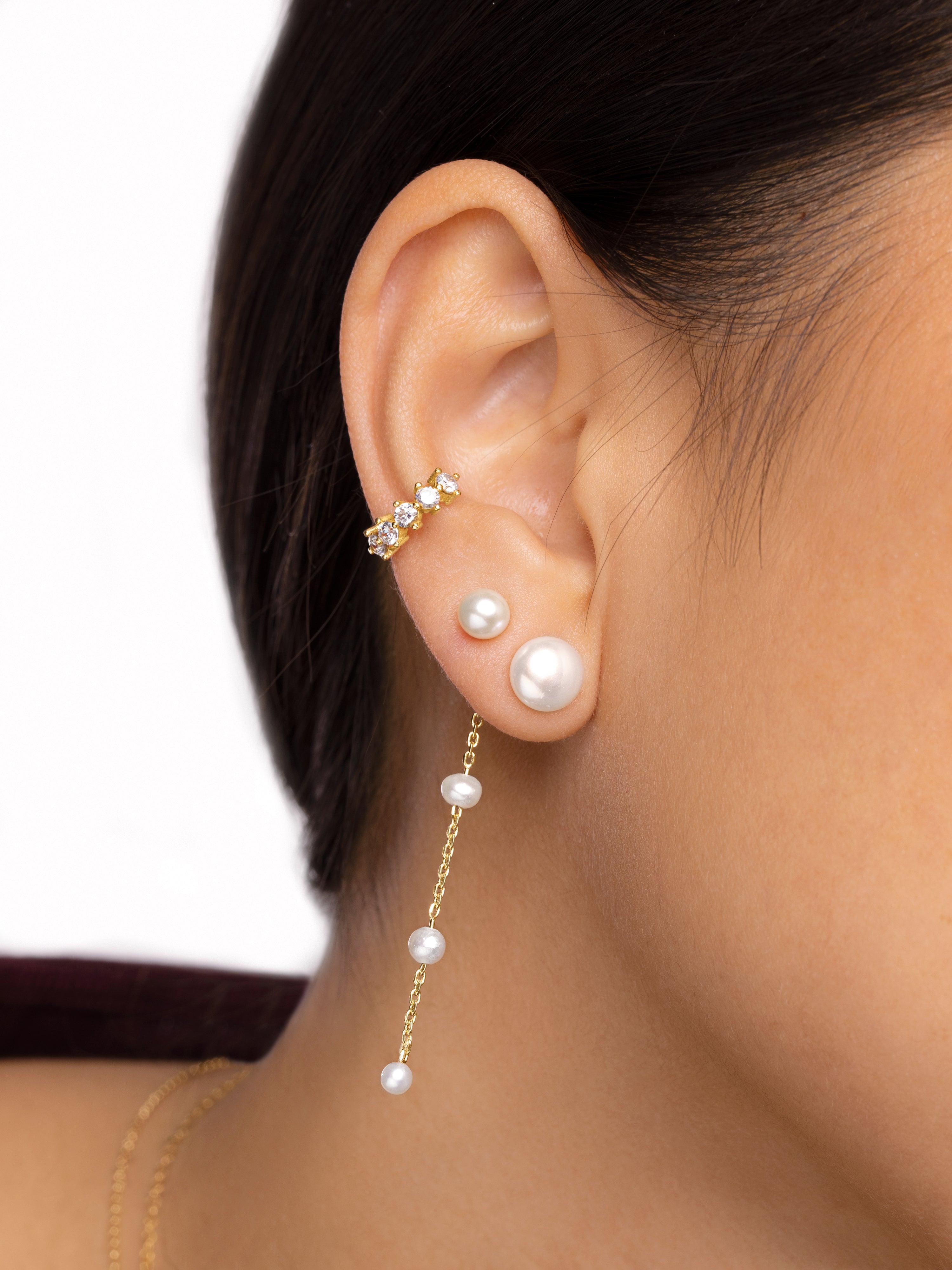 Single Pearl Gold Earrings