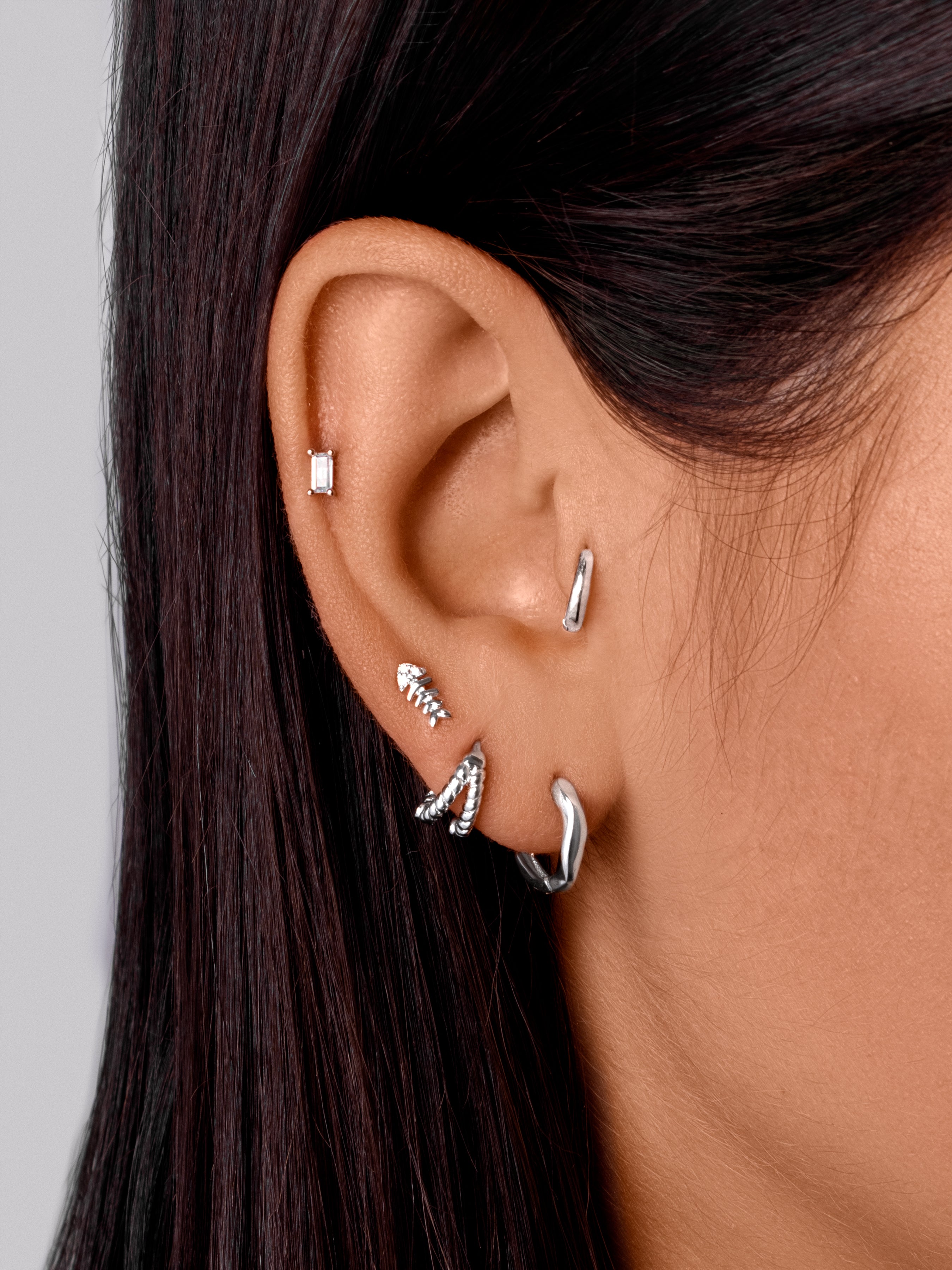 Pendientes Doble Twist Plata Puesta