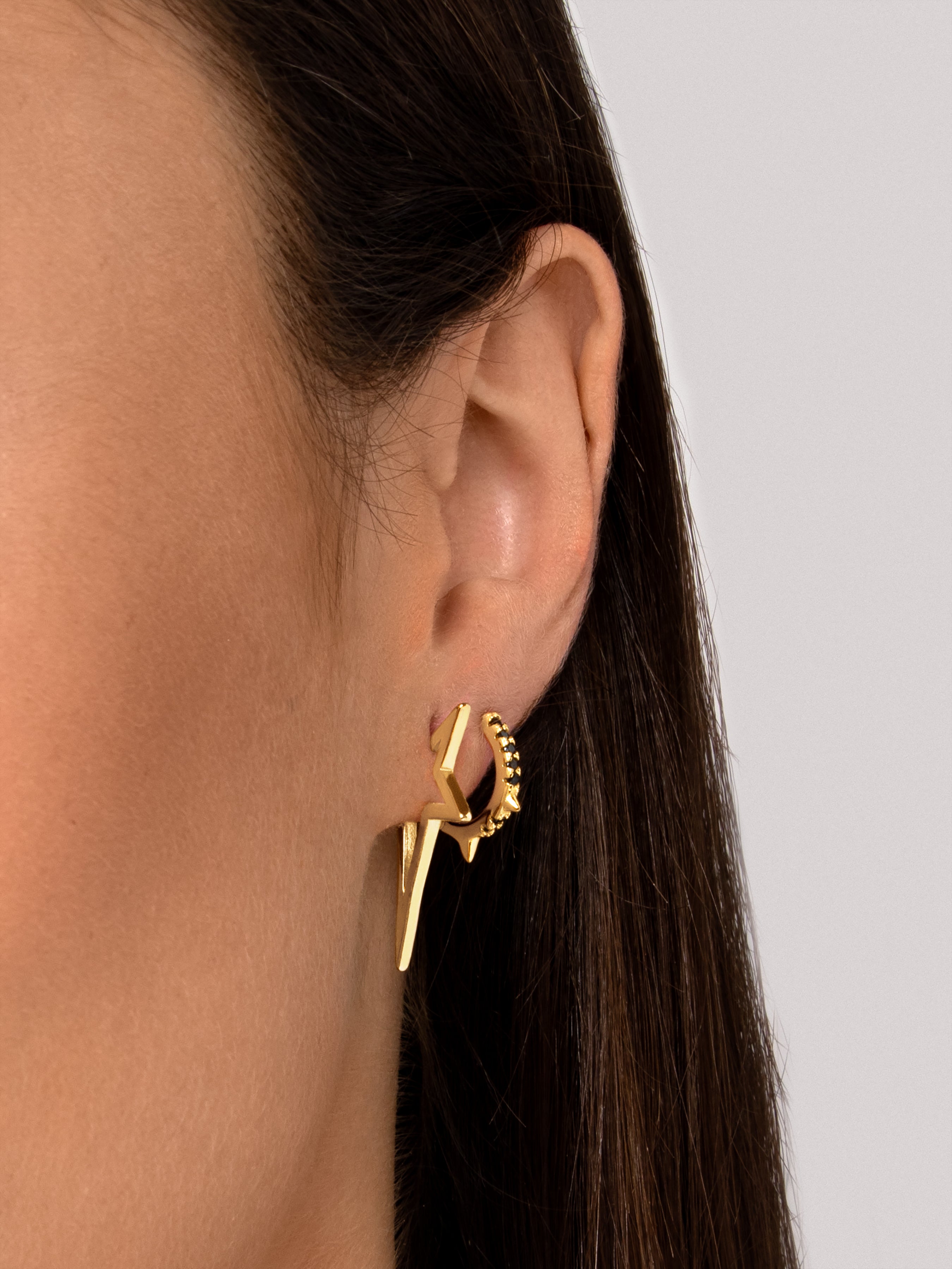 Pendientes Rolling Sparks Black Oro Puesta