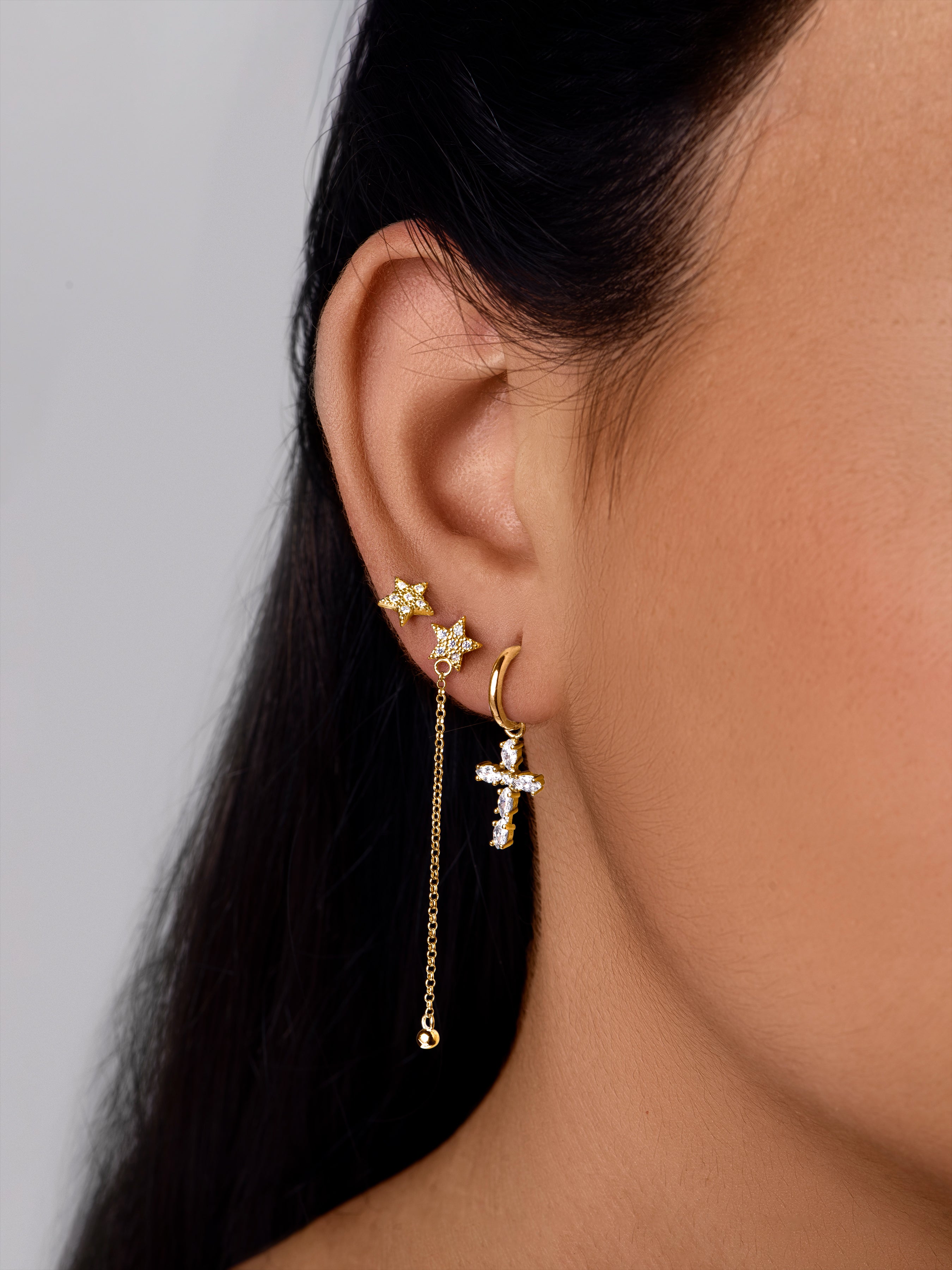Pendientes Star Dot Oro Puesta