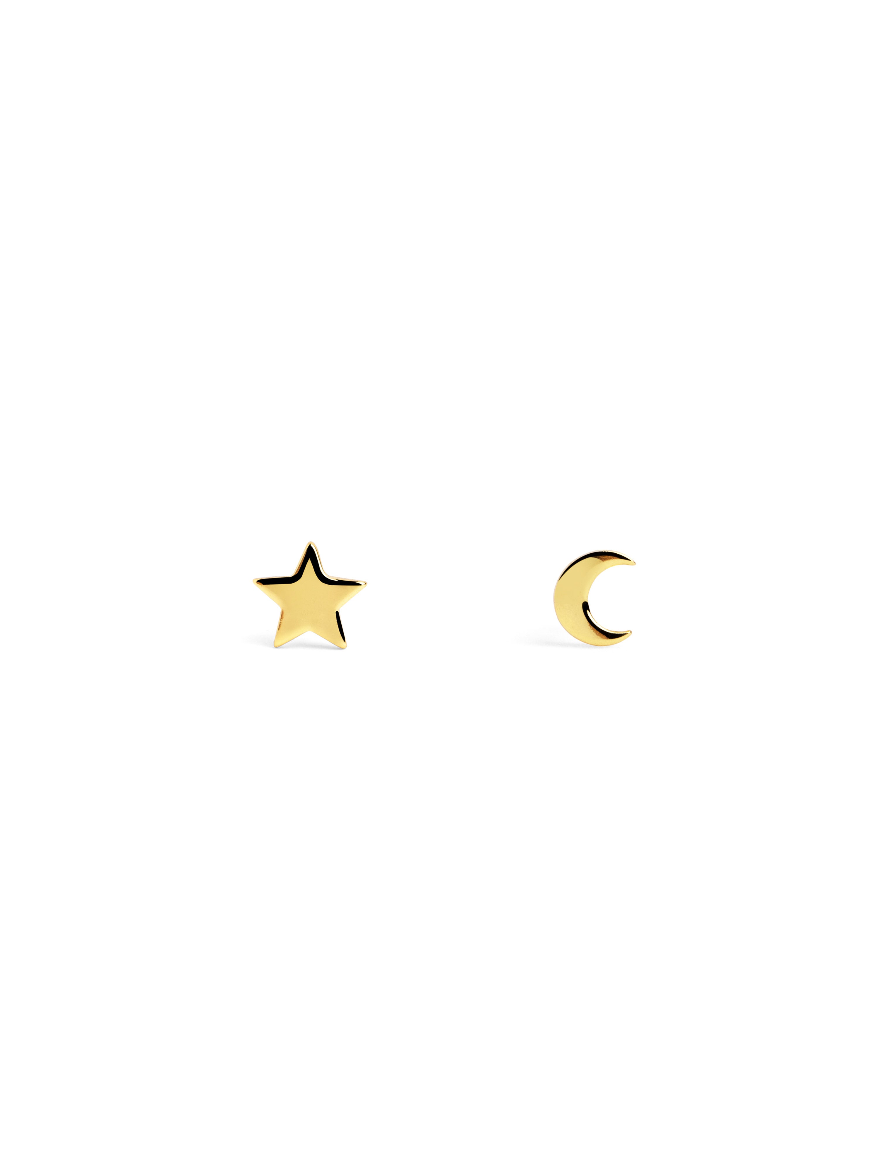 Pendientes Simple Moon & Star Oro