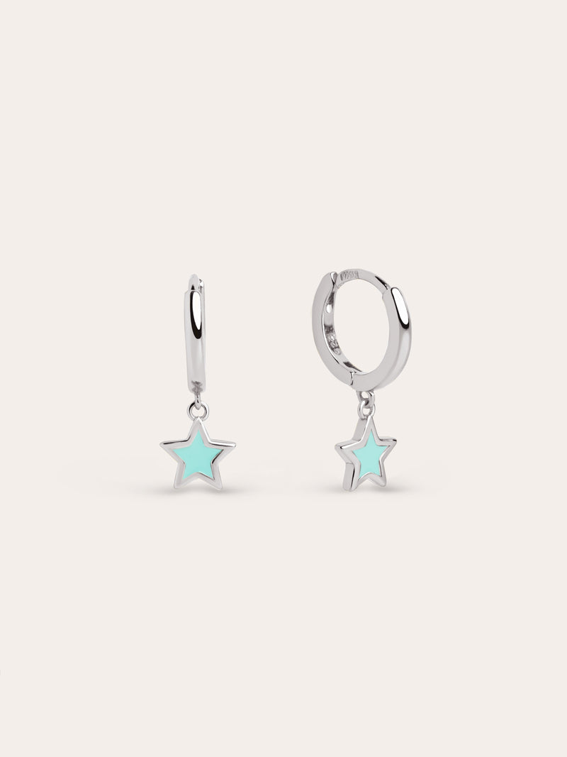 Pendientes Aro Star Sky Enamel Plata