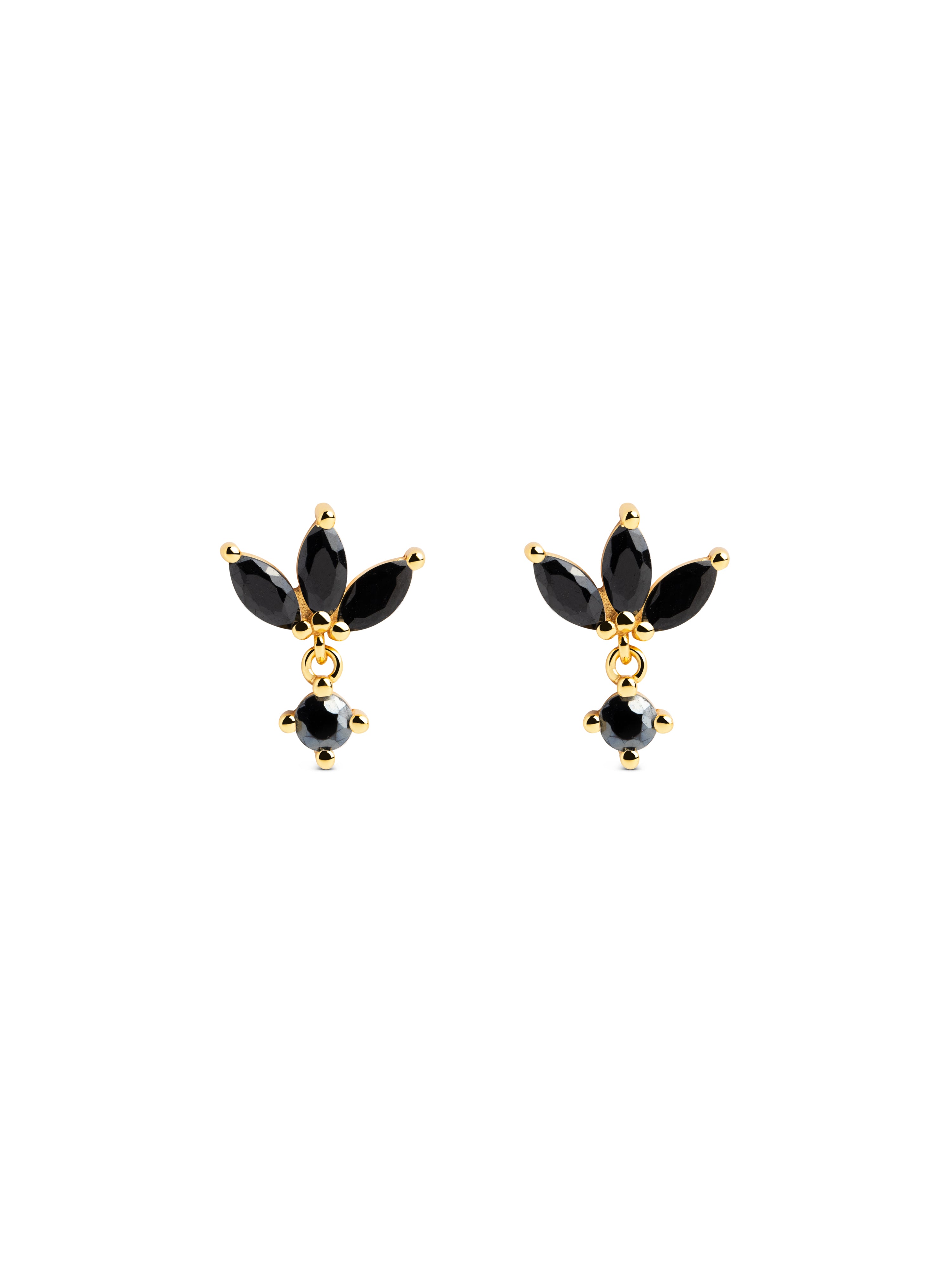 Trio Marquise Black Gold Earrings