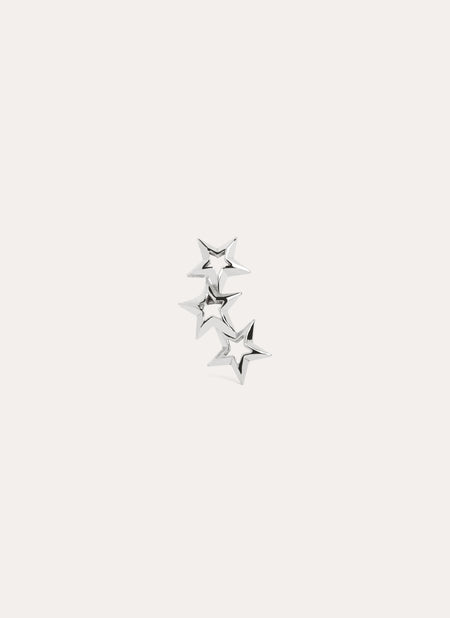 3 Star Silver Single Earring