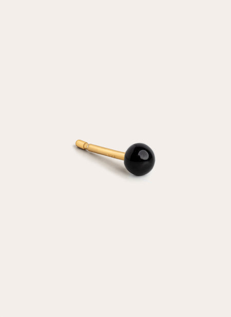 Black Dot Enamel Gold Single Earring