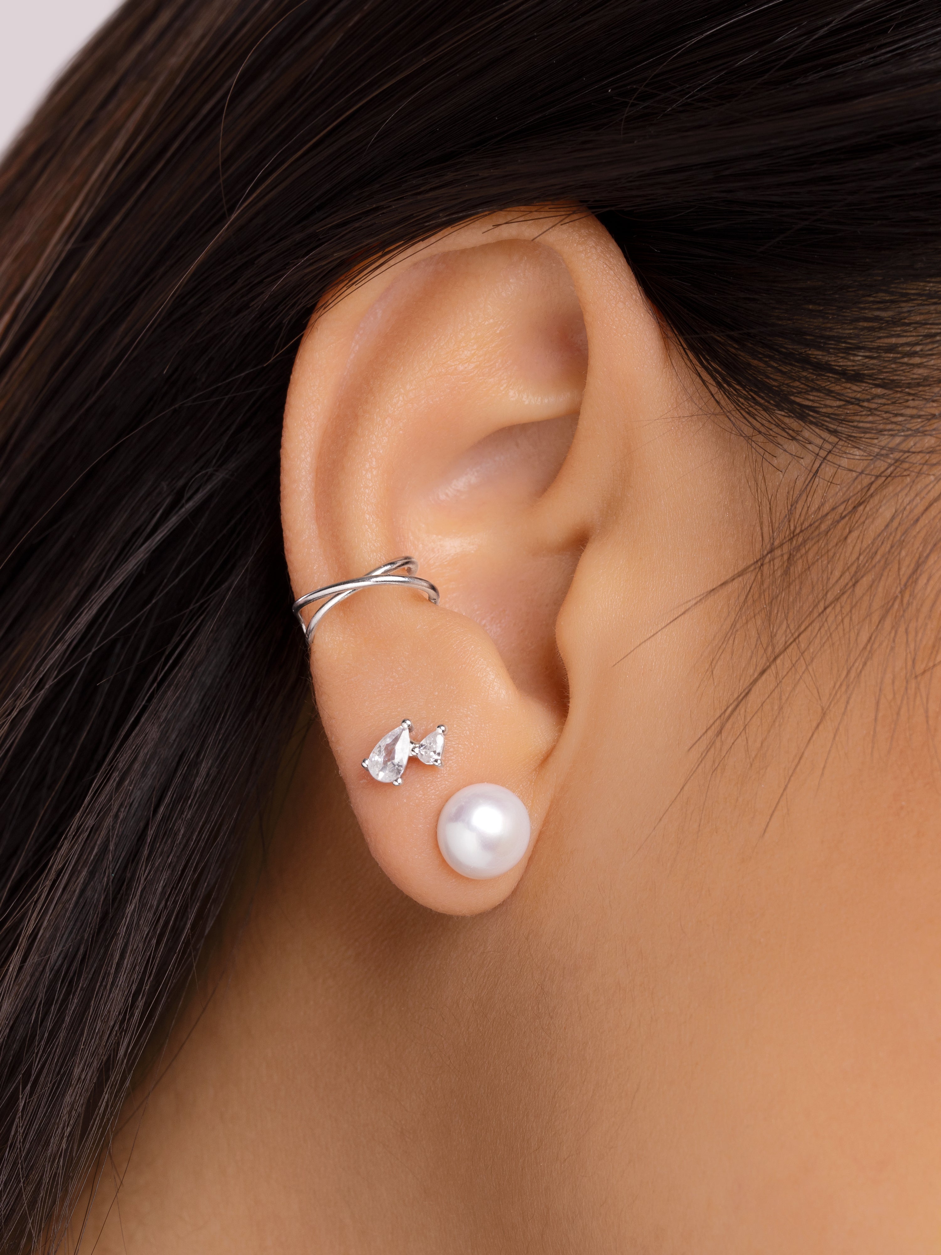 Single Pearl Silver Earrings