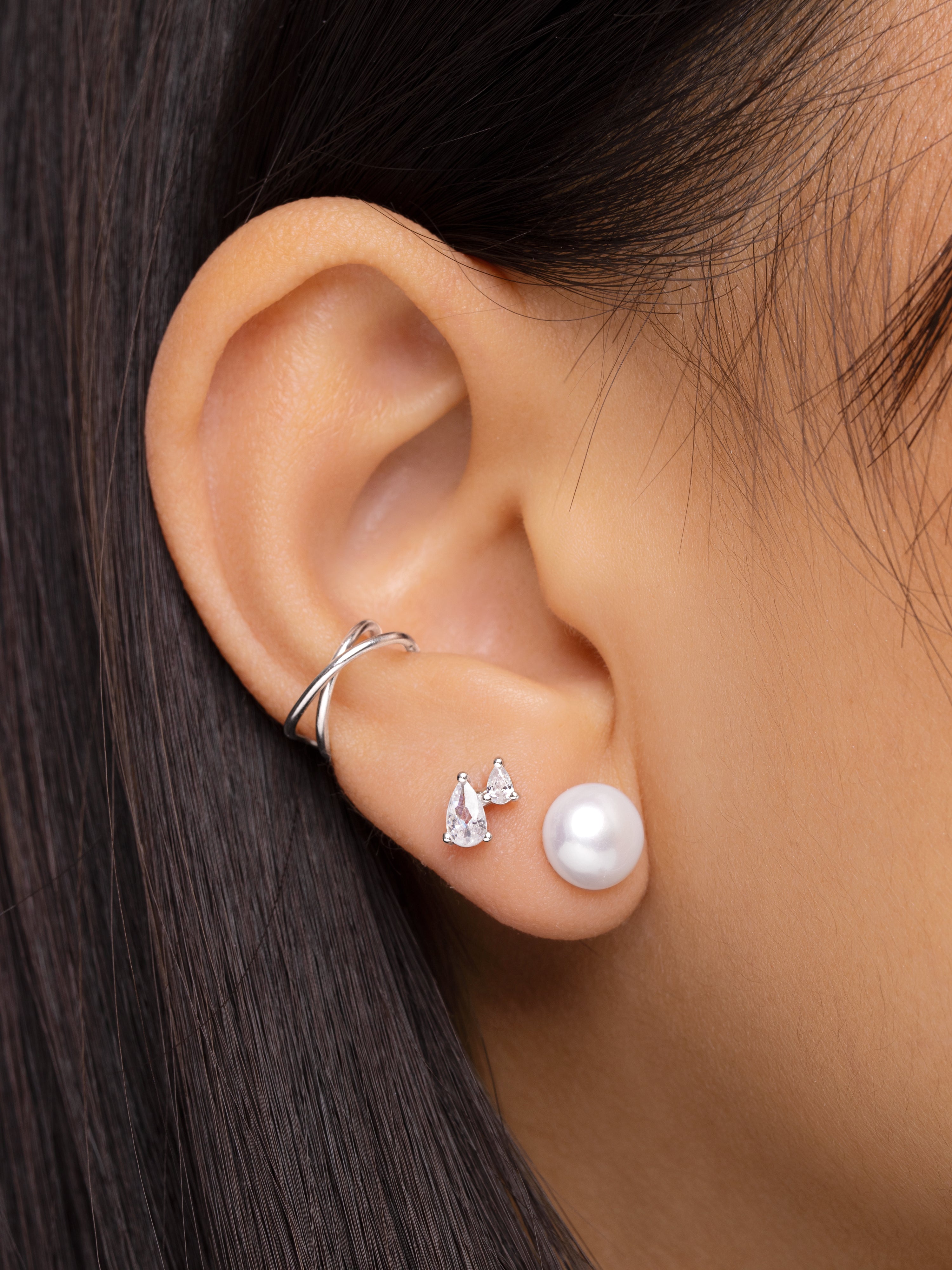Single Pearl Silver Earrings
