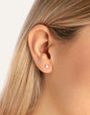 White Dot Enamel Gold Single Earring