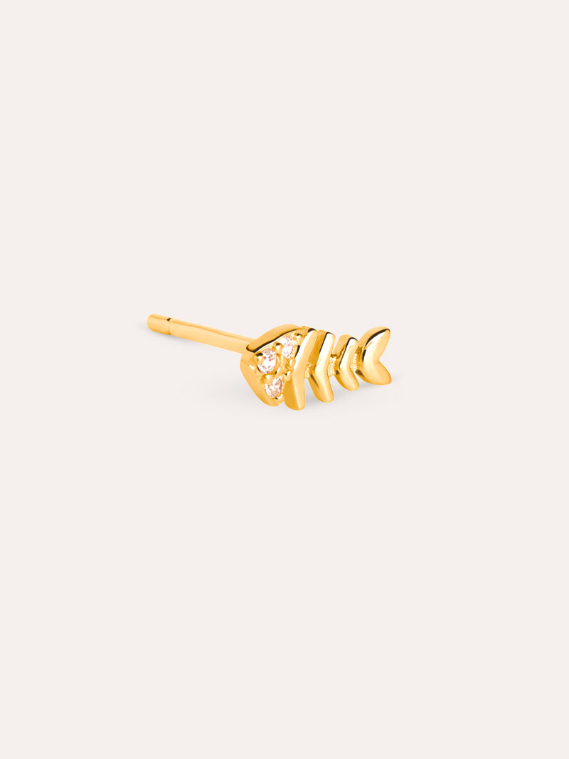 Fishbone Spark Gold Single Earring
