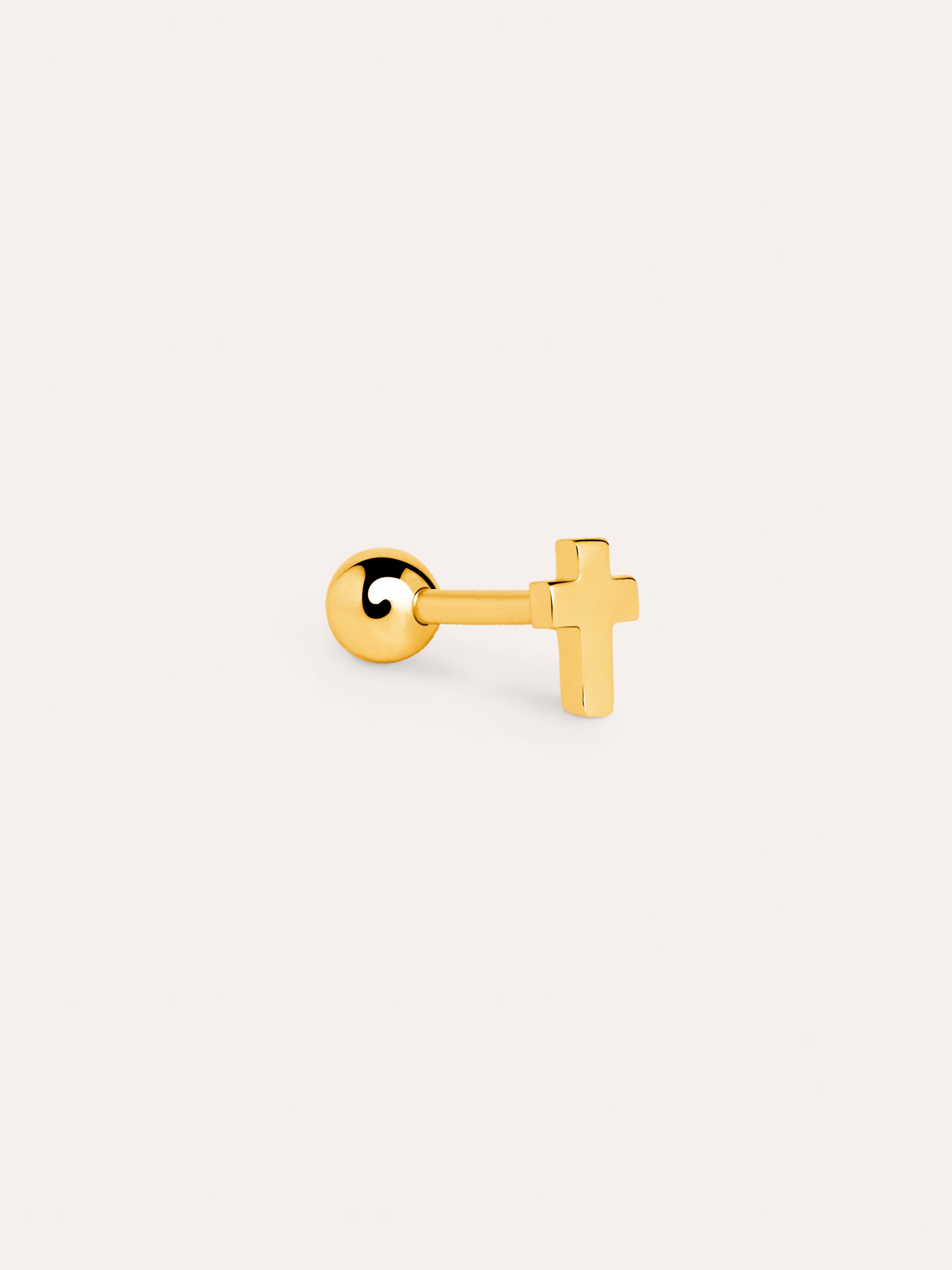 Mini Cross Gold Single Earring
