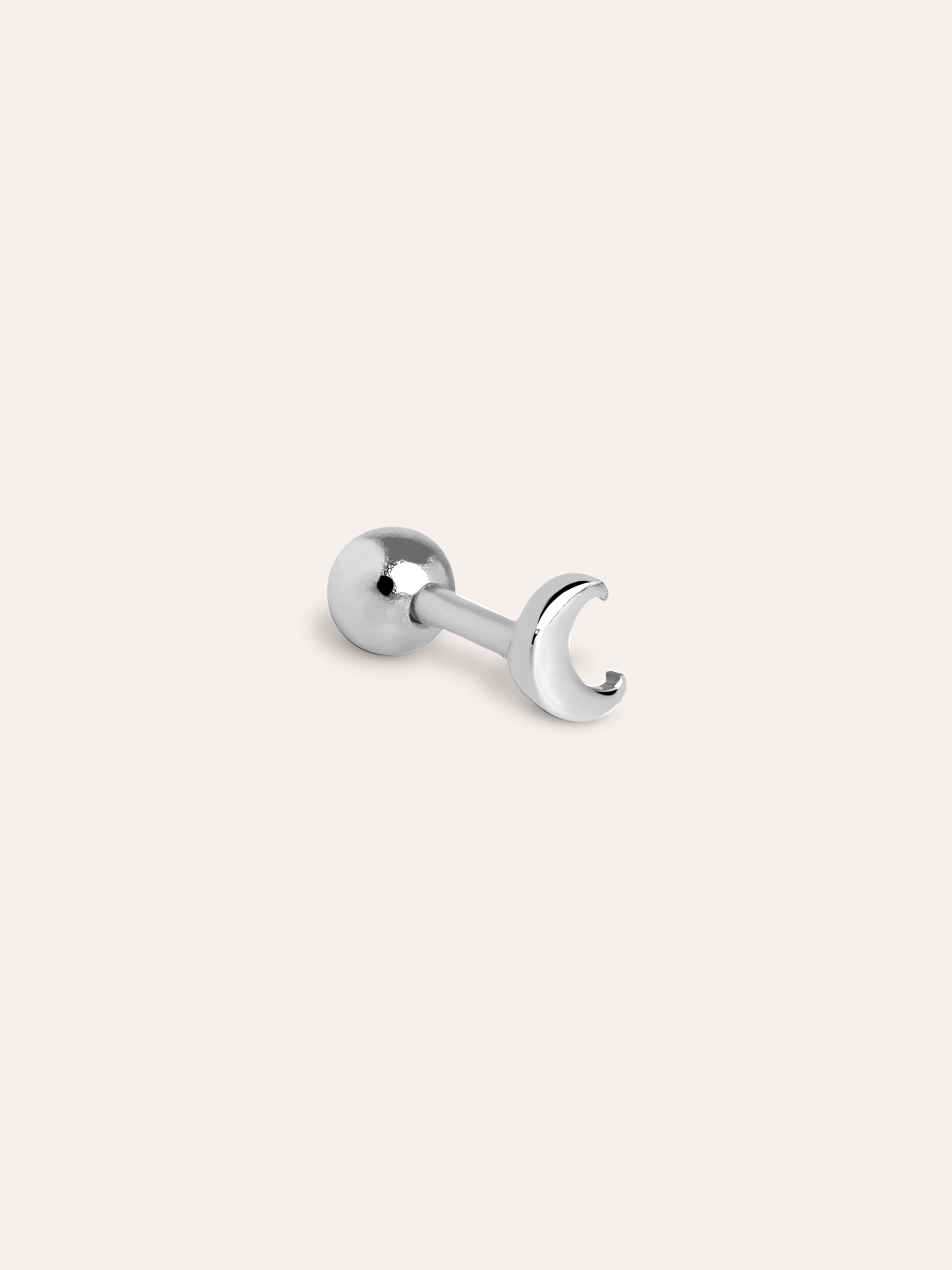 Mini Moon Silver Single Earring