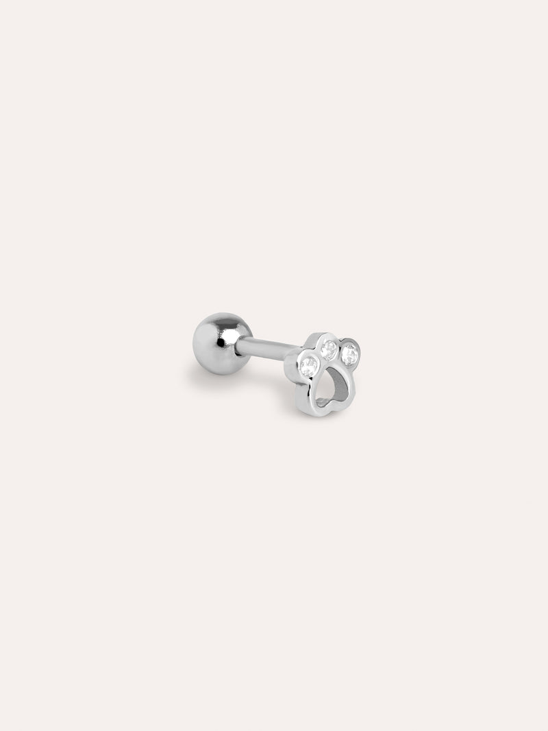 Mini Paw Silver Single Earring