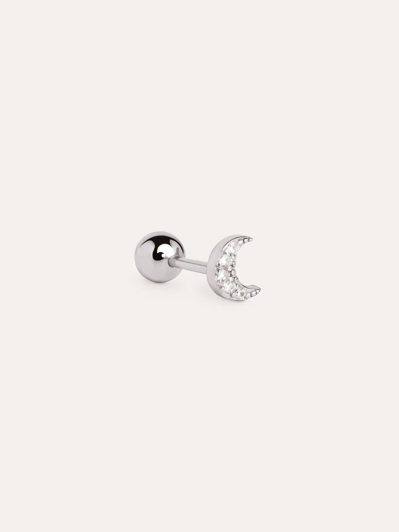 Mini Moon Spark Silver Single Earring