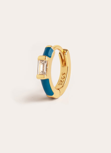 Sia Navy Enamel Gold Single Earring