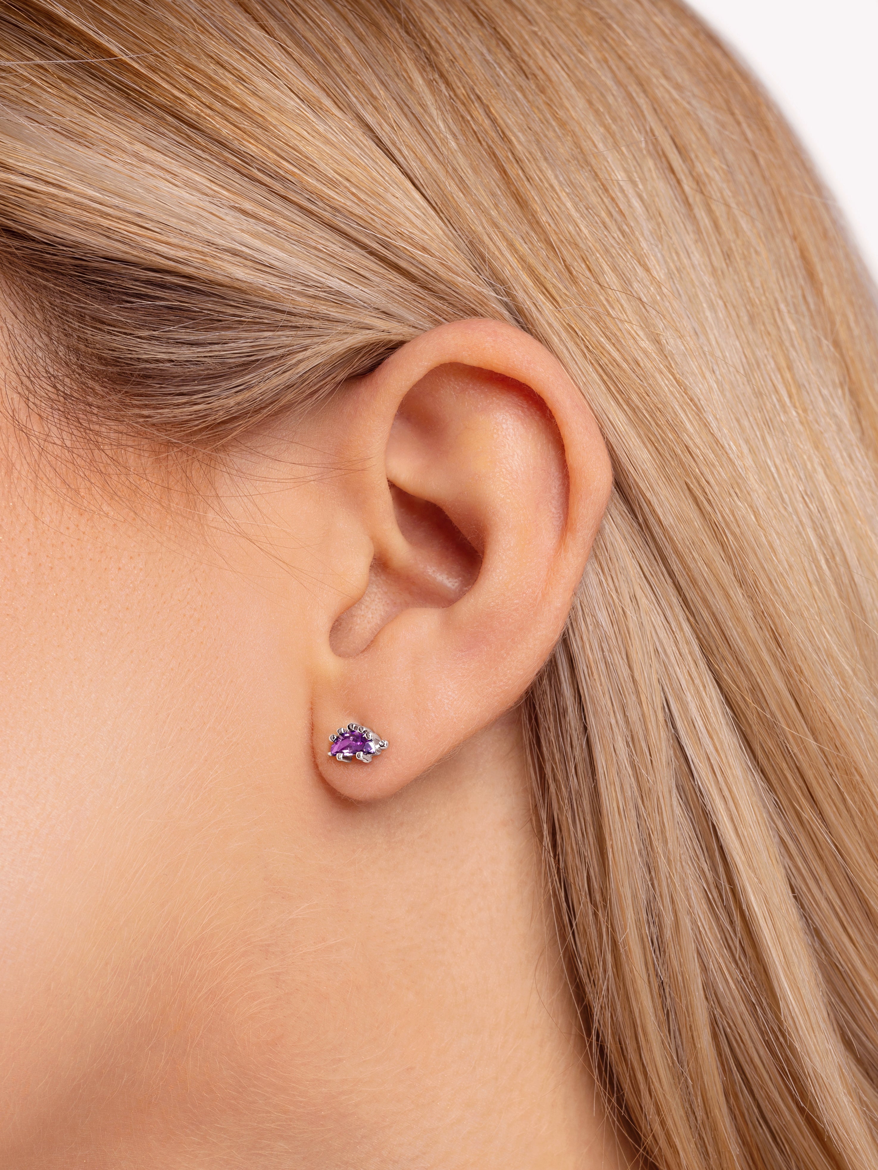 Dino Stegosaurus Lavande Silver Single Earring