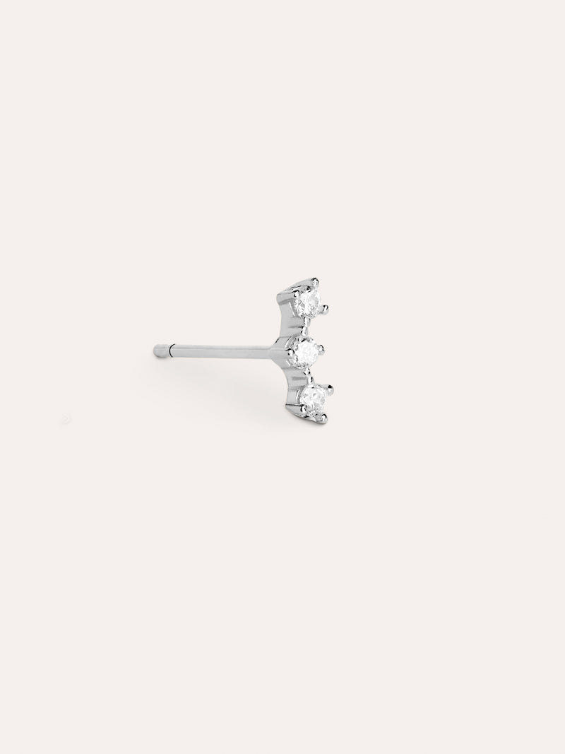 Triple Spark Silver Single Earring