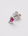Dino Spinosaurus Raspberry Silver Single Earring