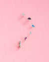 Dino Stegosaurus Lavande Silver Single Earring